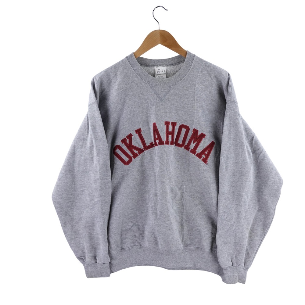 Vintage MJ Soffe Oklahoma Sooners Crewneck Sweatshirt Men L Gray NCAA Collegiate